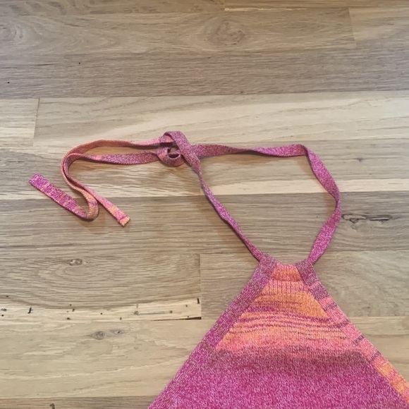 NWT wild fable Y-Neck Cropped Knit Halter Tank Top Pink & Orange Women’s XL - Picture 4 of 8